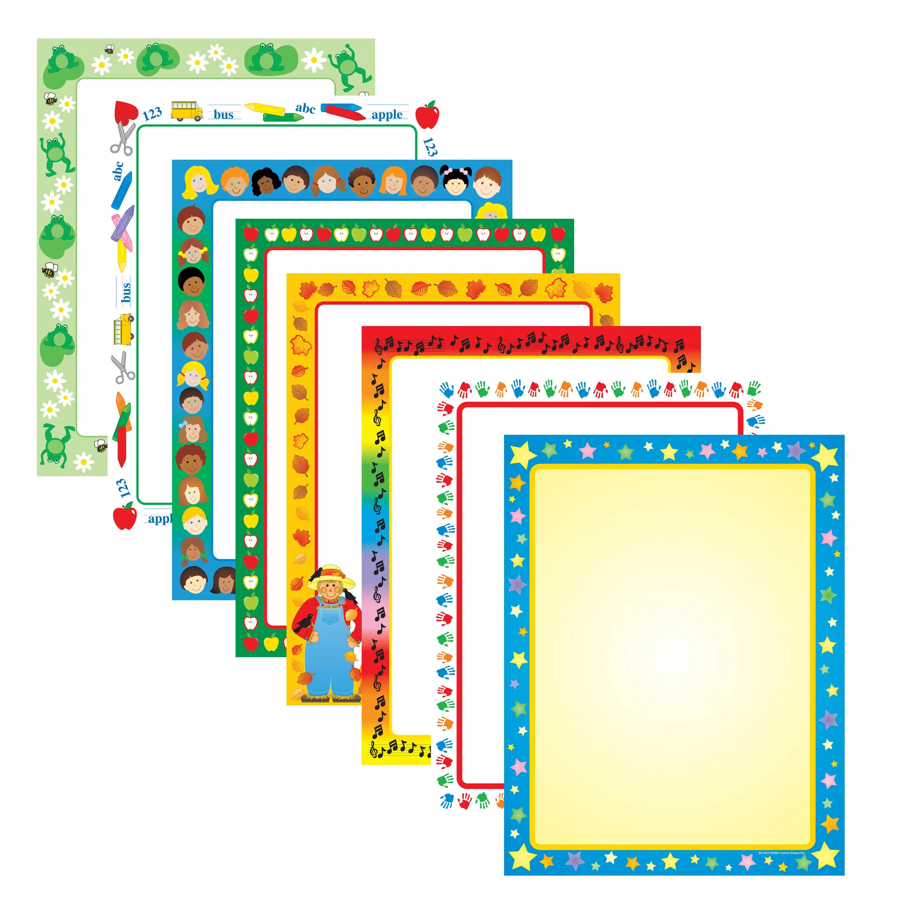 SHAPES ETC. Teacher-Favorite Computer Paper Set - 30 Sheets, 8 Styles, 8.5" x 11", Apples & Frog Designs, for Office Stationery Supplies