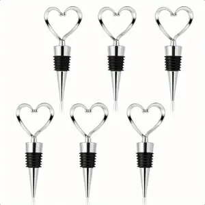Heart-Shaped Wine Bottle Stopper Set, Reusable Abs Plastic Airtight Seals, Perfect Wedding & Party Favors, Fits 0.6-0.8" Bottles