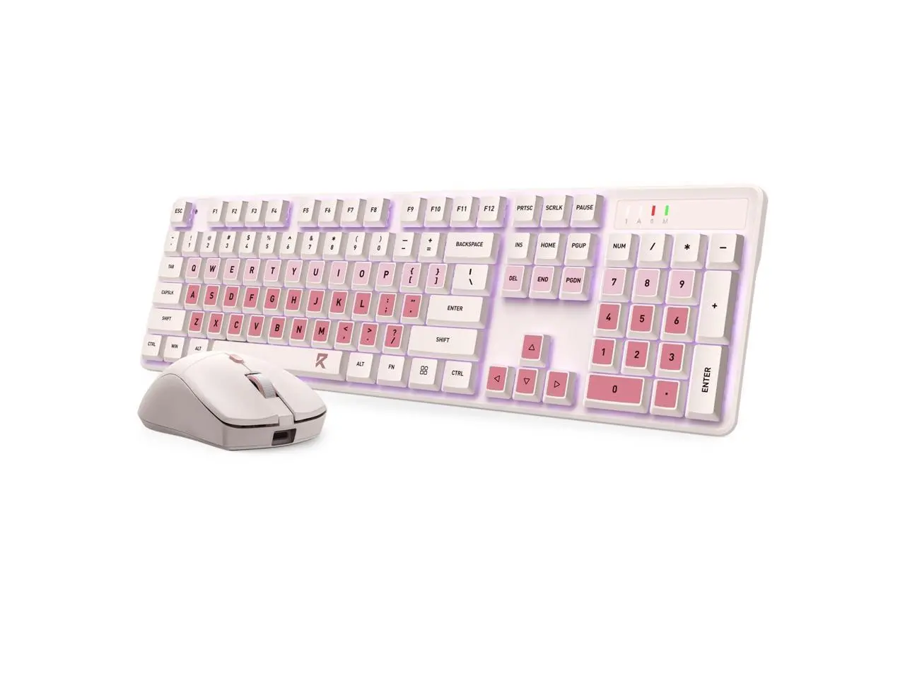 Redragon BS 8531 Wireless Keyboard & Mouse Combo, 104 Keys Low-Profile Mechanical Switch White LED Gaming Keyboard and 4000 DPI Mouse Bundle, 3-Tone Pink