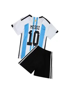 Sports Set, Breathable Gift for Kids, Football Fan Shirt,MESSI Training Clothes, Casual Short Sleeve and Shorts, Unisex