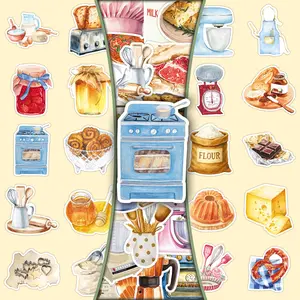 100 pcs two sets of repeated baking time cartoon fun small fresh creative stickers glass refrigerator decorative stickers