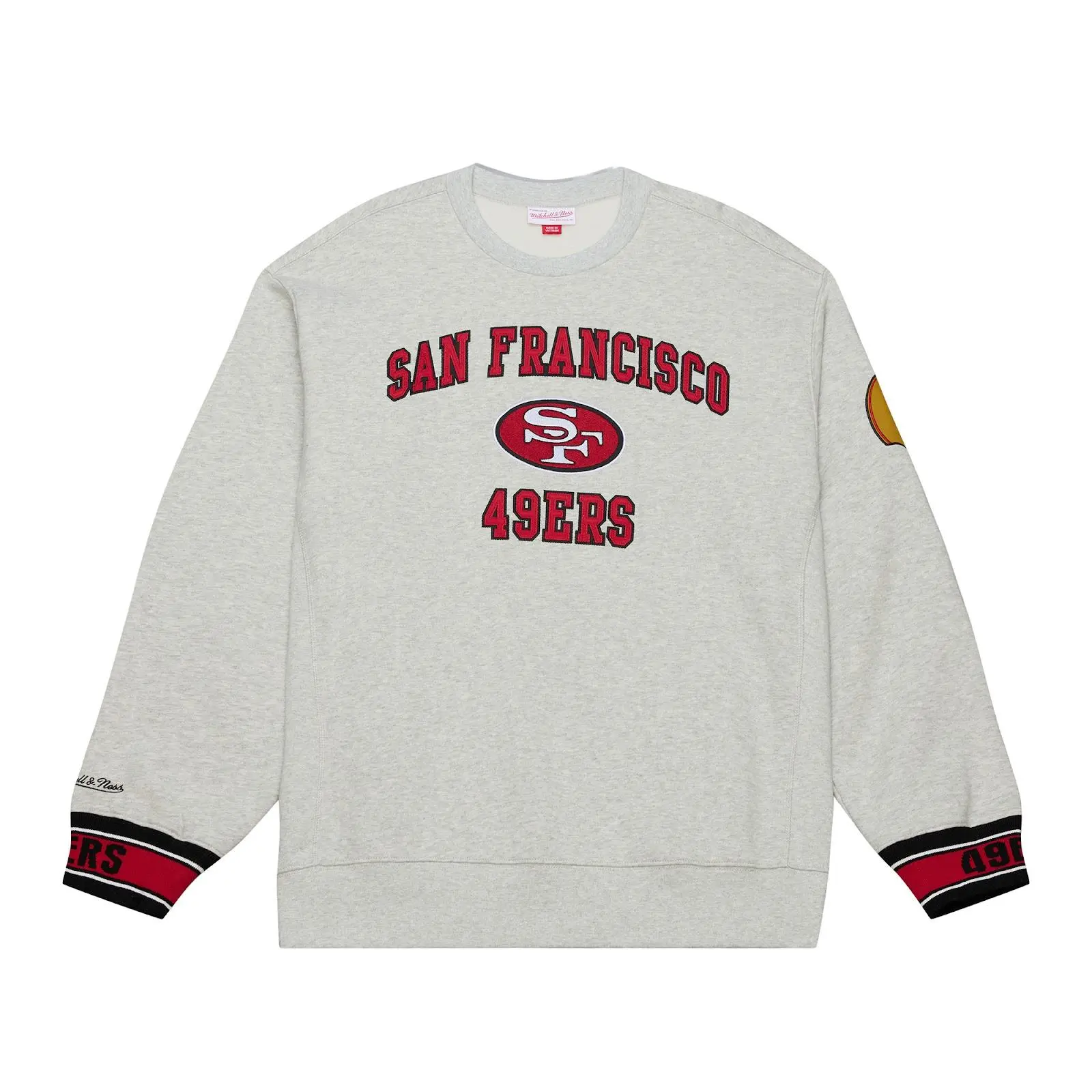 San Francisco 49ers Heather Gray Team Celebration Fleece Sweatshirt NFL Throwback Crewneck Vintage Fan Gear Mitchell & Ness