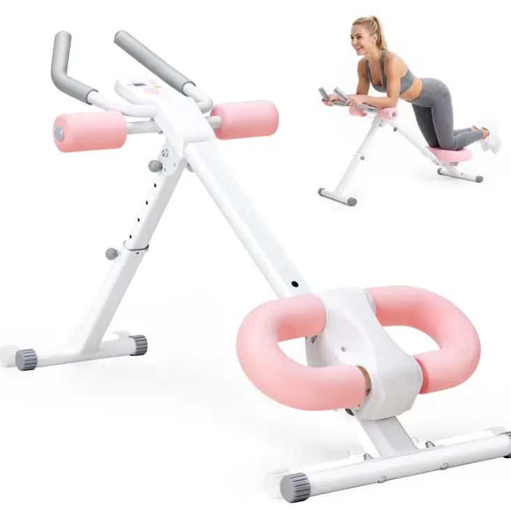 CONCETTTA Ab Machine, Ab Workout Equipment, Adjustable Ab Trainer Machine for Abs Workout at Home Gym, Foldable，Pink