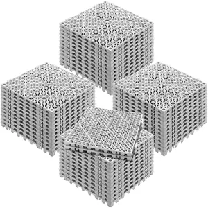 VEVOR Interlocking Tile 50PCS Gray, Drainage Tiles 12" x 12" Splicing, Soft PVC Interlocking Drainage Floor Tiles, Non-Slip Drainage Holes for Restroom, Bathroom, Kitchen, Pool, Wet Areas