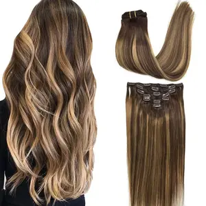 GOO GOO Hair Extensions Clip in Human Hair Natural Straight Remy Hair Easy To Style Soft Clip ins for Women
