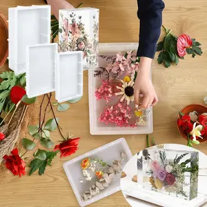 3pcs Rectangular Resin Molds, Epoxy Resin Casting Deep Silicone Mould, Deep Pour Molds for Furniture Decoration, DIY Wedding Bouquets, Valentine's Day Gifts