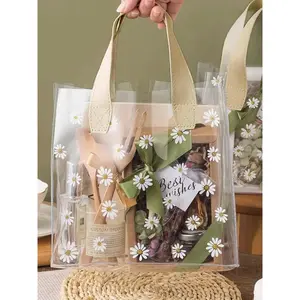 Daisy Floral Charm Tote Bag, Cute Gift Bag for Women, Wedding or Birthday Gift Ready Packaging, Trendy Versatile Handbag for Daily Use