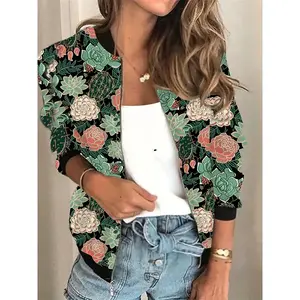 Casual Printed Baseball Long Sleeve Jacket