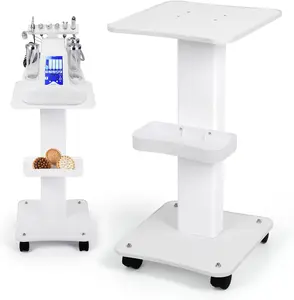 Esthetician Trolley Cart with Wheels, Salon Spa Beauty Machine Rolling Trolley Stand, 3 Tier Beauty Rolling Cart, Load 220Lbs, Aluminum Esthetician Machine Mobile Cart for Beauty Instrument Storage