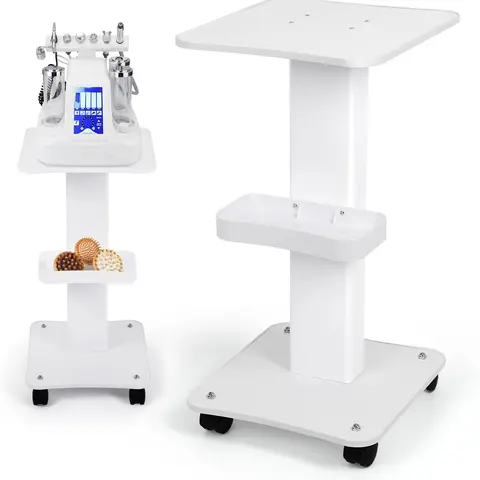 Esthetician Trolley Cart with Wheels, Salon Spa Beauty Machine Rolling Trolley Stand, 3 Tier Beauty Rolling Cart, Load 220Lbs, Aluminum Esthetician Machine Mobile Cart for Beauty Instrument Storage