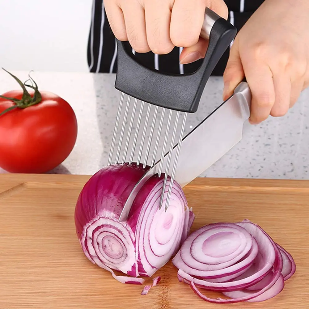 Stainless Steel Onion & Lemon Slicer, Vegetable Cutter for Kitchen, Efficient Food Prep Tool for Onions, Lemons, Vegetables