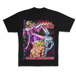 Classic Funny Valentine Tee Vintage Graphic Tees, JoJo's Bizarre Adventure  Tshirt, JoJo's Bizarre Adventure  Merch, Anime Clothing, Unisex Manga Anime Shirts Top Menswear Womenswear Streetwear Cotton Fashion Fabrics Shortsleeve Crewneck Green Outfits