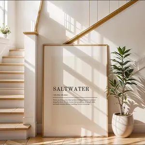 Saltwater Definition Wall Art, Ocean-Inspired Vertical Nautical Print for Coastal Home Decor, Beachy Wall Art, 5 Size, 8x12 to 27x40 inch, Room Decor, Unframed