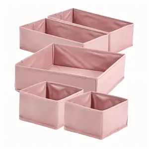 Foldable Fabric Household Storage Box Set with Lid, Space-Saving Organizer for Underwear, Bras, Socks, Easy Assembly No Tools Needed, Collapsible Storage Organizer, Collapsible Storage Bins