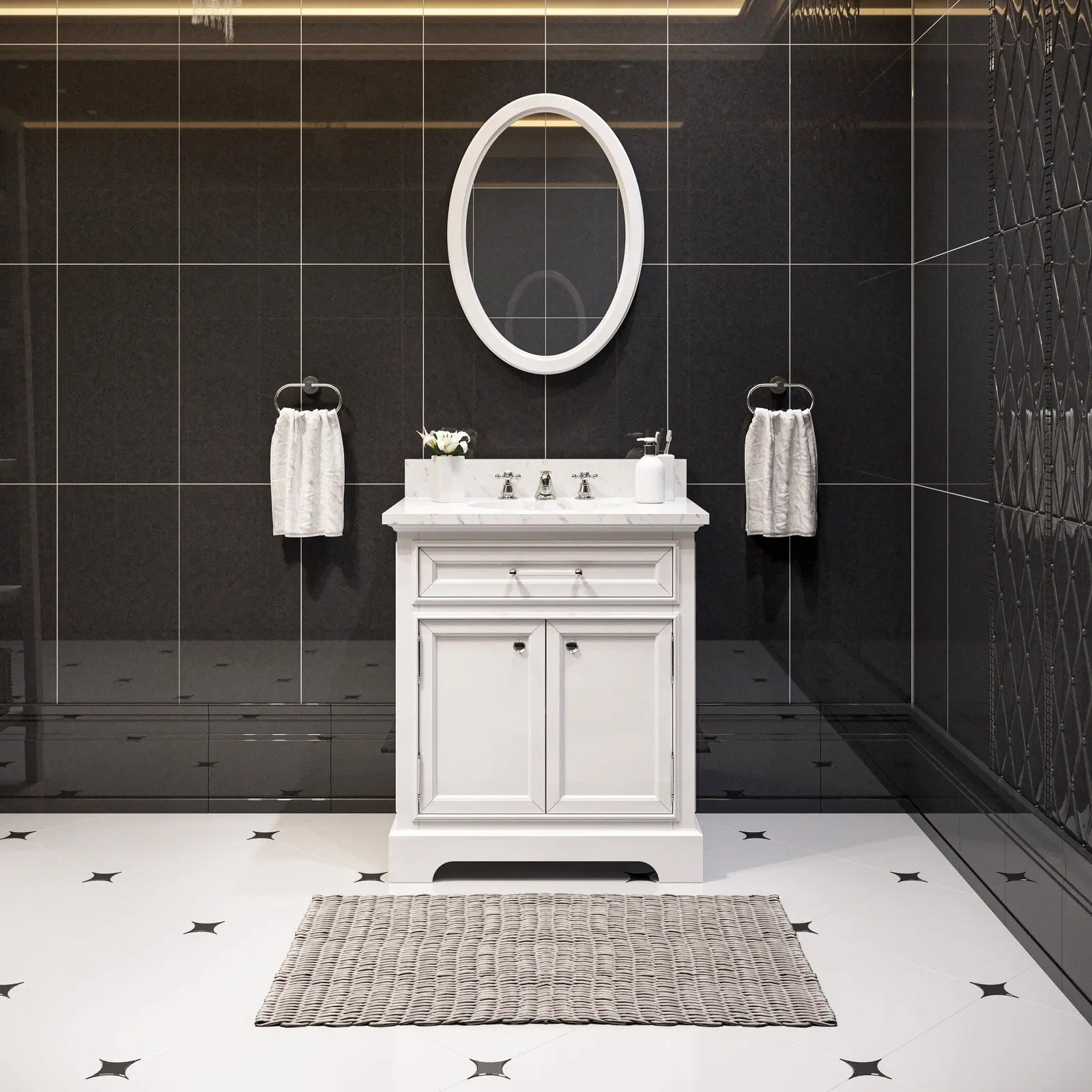 Water Creation Derby 30" Pure White Single Sink Bathroom Vanity With Faucet From The Derby Collection