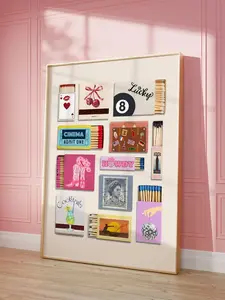 VINTAGE MATCHBOOK Poster, Trendy Matchbox Poster, Retro Matches Wall Art, Funky Aesthetic Print