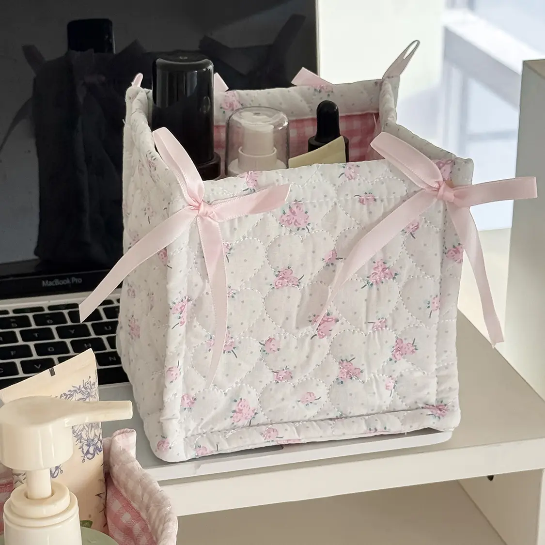 Lace Sweetie (Square Storage Basket – Pink Rose)