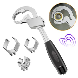 Multifunctional Adjustable Crescent Wrench with 3 Claw Sizes, Universal Open End Spanner, Heavy-Duty Plumbing Wrench, Portable Maintenance Tool for Sink, Pipeline, Toilet and Bathroom Repair