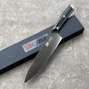 Damascus Steel Chef's Knife - Ultra Sharp for Home Kitchen Ideal for Slicing Meat Chopping Vegetables