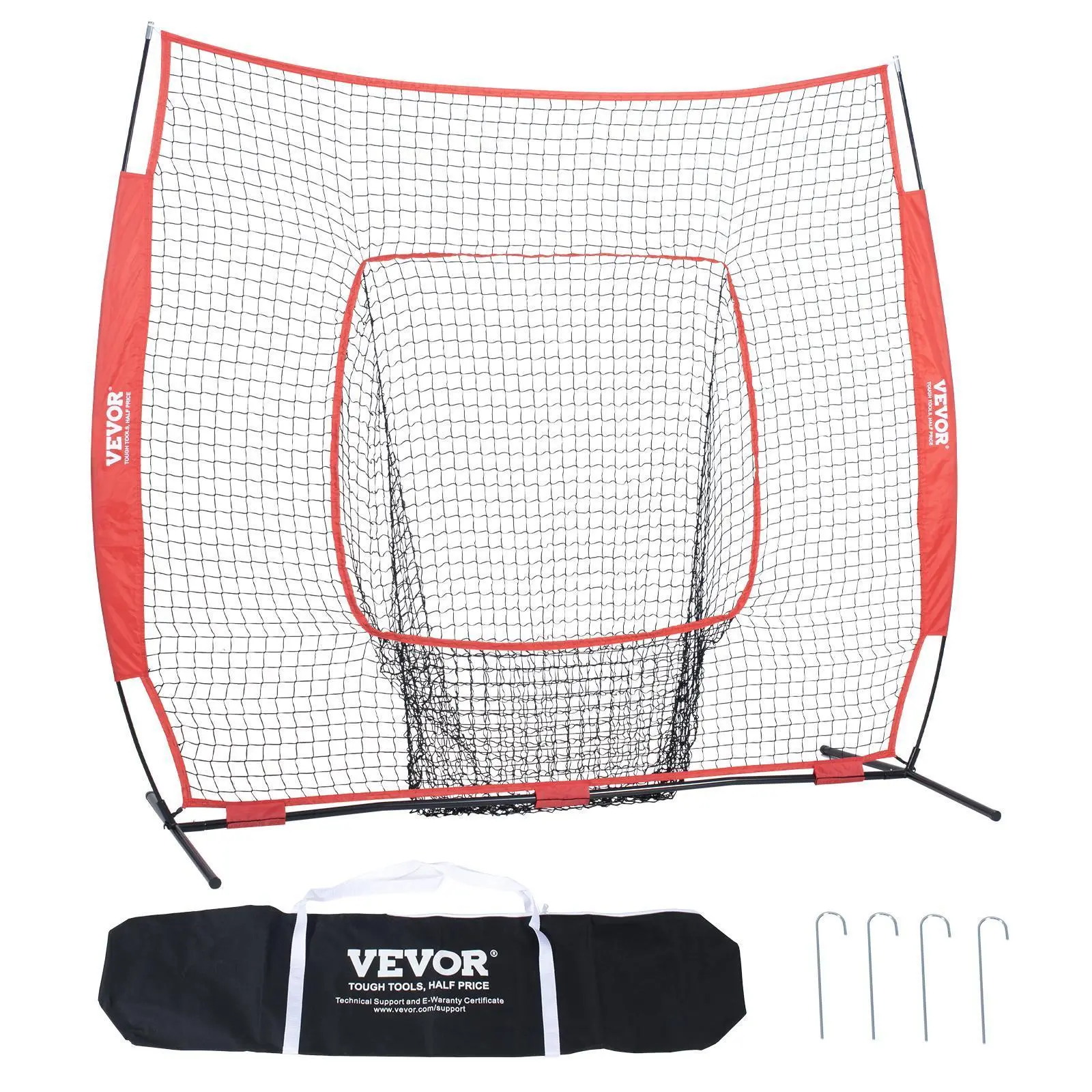 【Summerfinds】VEVOR 7x7 ft Baseball Softball Practice Net,  Portable Baseball Training Net for Hitting Batting Catching Pitching, Backstop Baseball Equipment Training Aids with Carry Bag and Strike Zone