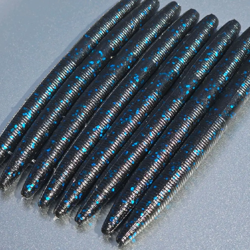 Black / Blue Flake 5” Senko – Bass Fishing Stick Bait (8ct) – Wacky & Texas Rig Soft Plastic Crappie