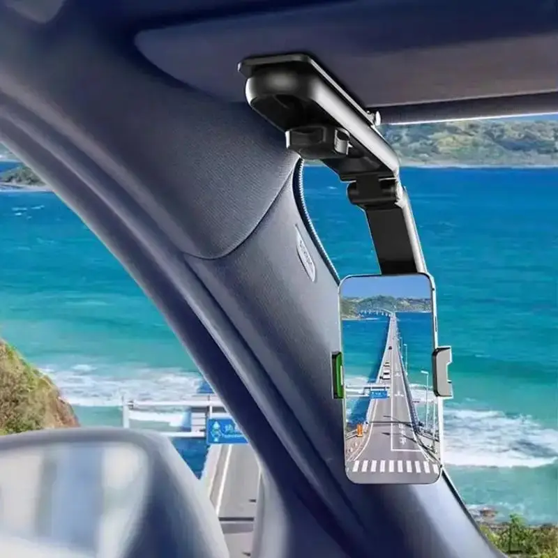 360 Degree Rotatable Car Phone Holder, Multifunctional Auto Rearview Mirror Hanging Clip Bracket, Universal Cell Phone Holder for Car, Car Accessories