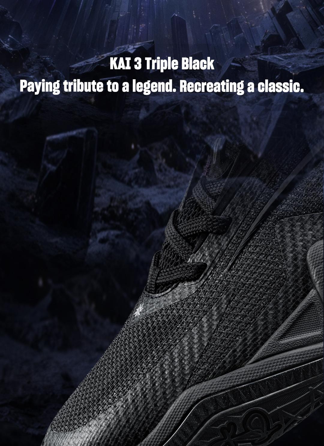 [Back to School] ANTA MEN KAI 3 Triple Black Kyrie Irving Basketball Shoes Rebound Cushioning High Performance BTS