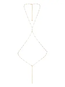 Ettika Sunshine Coast Pearl Body Chain Gold-Tone Plated Brass Acrylic & Freshwater Pearls 36" with 5" Extender Bridal Accessory