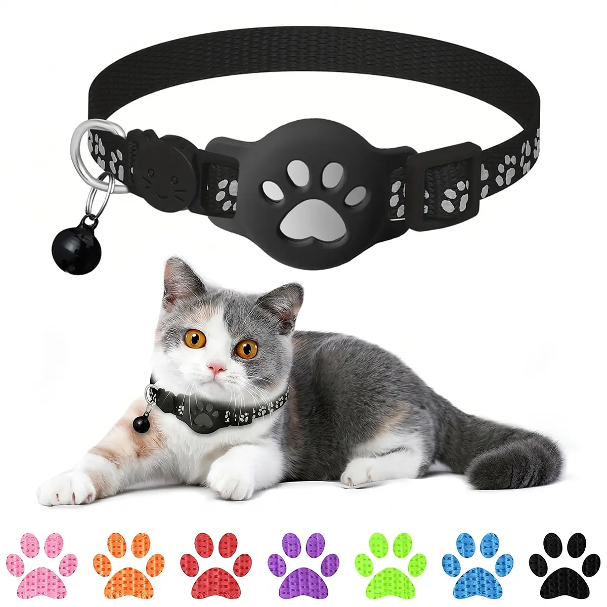 GPS Tracker Collar for Dogs/Cats, Rejustable Tractive GPS Cat Tracker with Real-Time Location, Only for iOS , Pet Tracker for Safety of Pets' Outdoor Activities(Only for iOS)