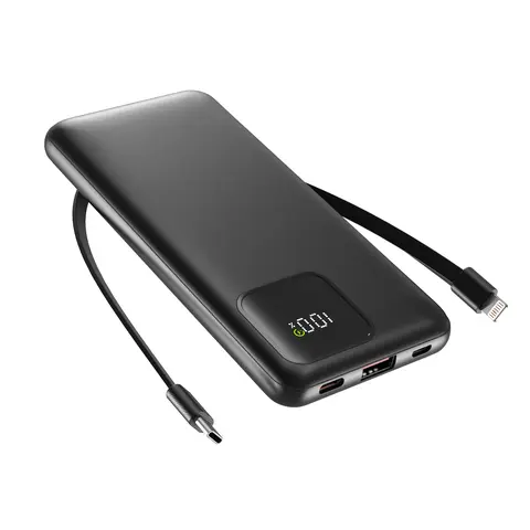 10000mAh Compact Mobile Power Bank Charger - 22.5W Fast Charging 3-in-1 with Built-in Cables, 4 Outputs-2 Inputs, Slim Design, for Smartphones, Tablets, Micro Devices (Birthday Gifts for Him, Mini Useful Gifts)