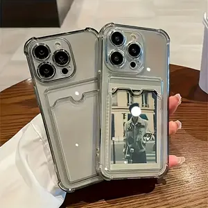 Transparent Card Slot Protection Mobile Phone Case for iPhone 16 15 14 13 12 11 Series Clear Anti-Fall Back Shell