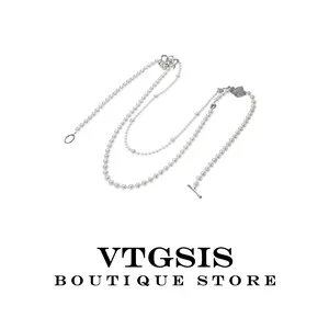 Lavender glass necklace, Moonlit Camellia silver camellia necklace, a luxurious and fashionable accessory for women