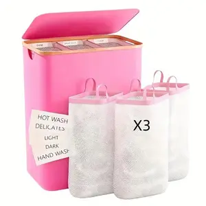 Hampers for Laundry Basket with Lid, 160L Extra Large 3 Section Clothes Divided Organizer for Bedroom, Laundry Room