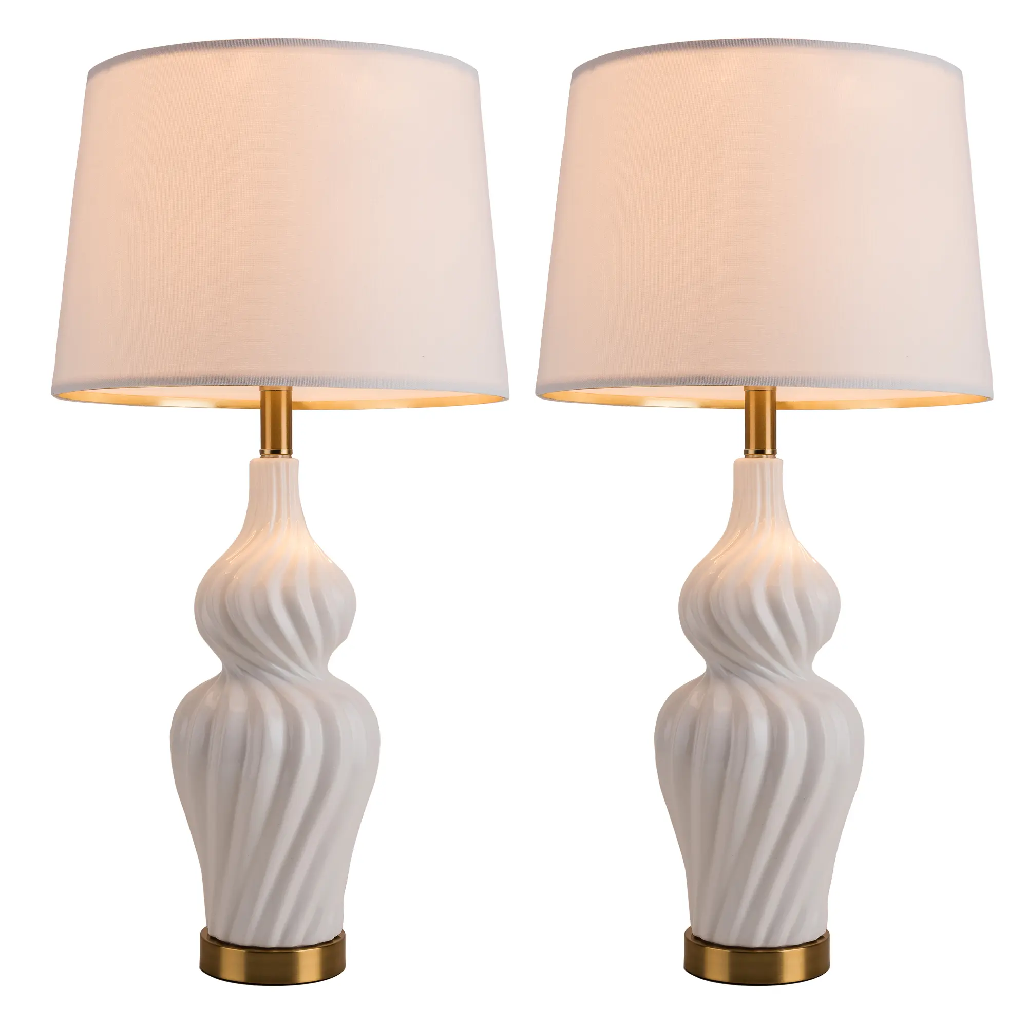 Modern Table Lamps Set of 2 ,Transitional Table Lamp for Living Room, Contemporary Ceramic Bedside Lamps for Bedroom, Nightstand, Hotel