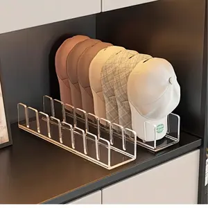 Acrylic Hat Storage Rack, Transparent Hat Display Stand, Desktop Organizer, Bedroom Storage, Holds 7 Hats, Durable & Stylish Design