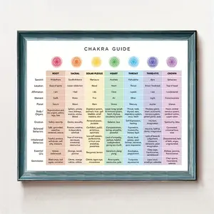 Room Decor 1pc Hnif Frameless Chakra Guide Poster, 8x10/11x14 INCH, Spiritual Meditation Wall Art, Yoga Studio Decor, Gift for Men & Women, Bedroom & Living Room Artwork, Paper Material