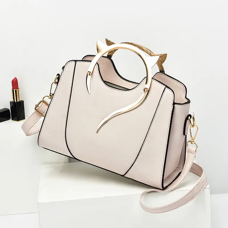 Women’s Cat Handle Satchel Handbag, Cute Structured Top Handle Purse with Detachable Crossbody Shoulder Strap