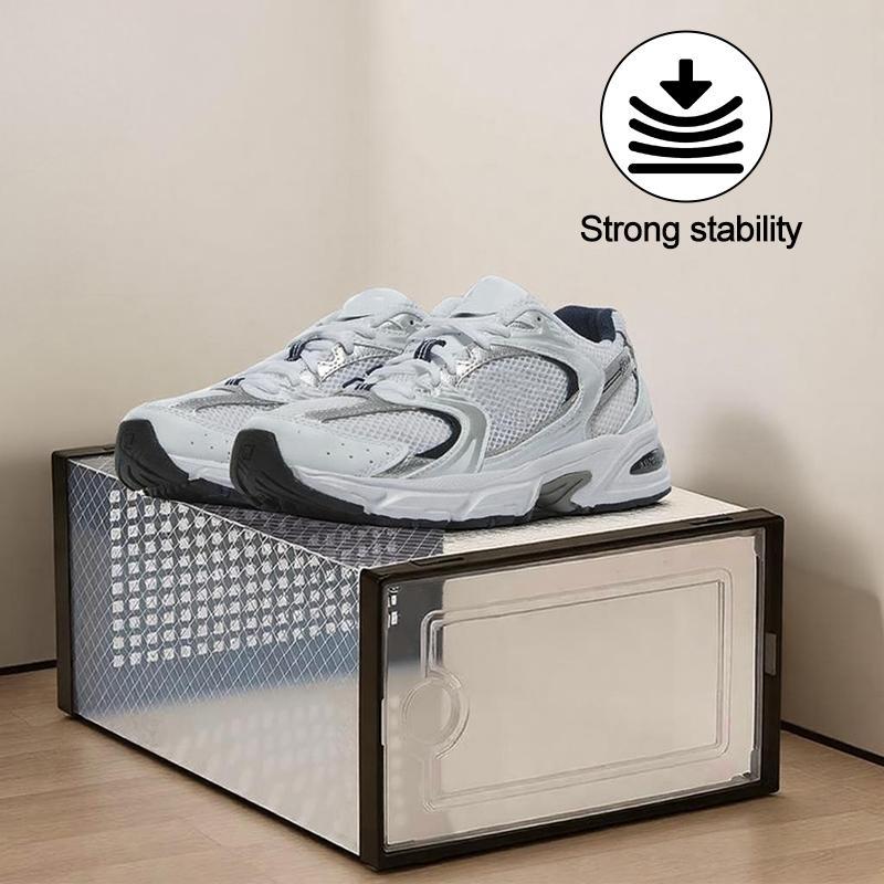6/12/24 Pack Extra-Large Shoe Storage Organizer for Closet, Modular Space-Saving Shoe Boxes, Clear Plastic Stackable Containers, Display Case Bins with Lids
