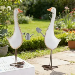 Easter Happy Welcome Goose Metal Craft, Cute Animal Decor for Home Entrance, Garden Decoration, Easter Party, Spring Outdoor Use