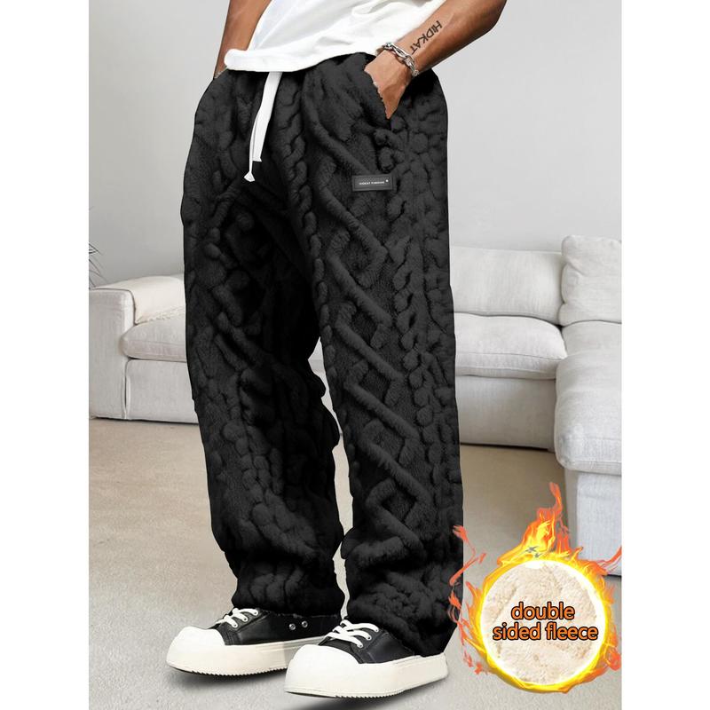 Men's Heavyweight Winter Trousers - Thickened Durable Non-Stretch, Elastic Drawstring Waist + Geometric Pattern, Cold-Weather Everyday/Outdoor Pants Men's Heavyweight Winter Trousers - Thickened Durable Non-Stretch, Elastic Drawstring Waist + Geometric Pattern, Cold-Weather Everyday/Outdoor Pants