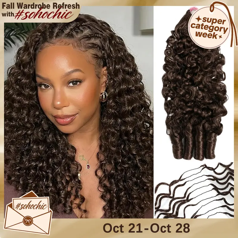 【Cheapest】Mamushow #4 Chocolate Brown Miracle Knots Feather Crochet Human Hair Bundles for Miracle Knots Human Hair Burmese Curly Wave Pre-Separated 60g/Pack Reusable Invisible 100% Virgin Human Hair Crochet Extensions Natural Black#tiktokshopstockup