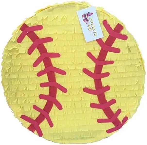 APINATA4U 16" 2-D Yellow Softball Pinata - Perfect Softball Birthday Party Decoration & Photo Prop for a Fun-filled Softball Themed Celebration!