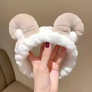 Women's Facial Headband, Cute Rabbit Ears & Bowknot Headband, Hair Accessory for Face Washing, Makeup and Hair Styling