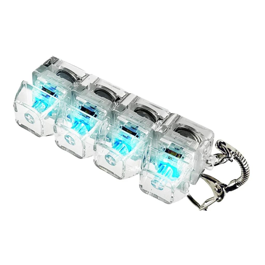 4-Key LED Mechanical Switch Fidget Keychain, Clicker Stress Relief Toy, Perfect Gift For Programmers Gamers Office Workers