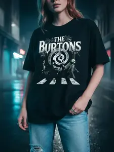 Tim Burton Gothic "The Burtons" Graphic Tee - Vintage Edgy Movie Casual T-Shirt
