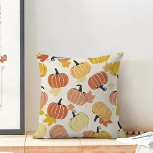 2-Pack Autumn Pumpkin and Maple Leaf Pillow Covers, Double-Sided Print, Modern Style, Zipper Detachable, Fall Decorative Cushion Cases