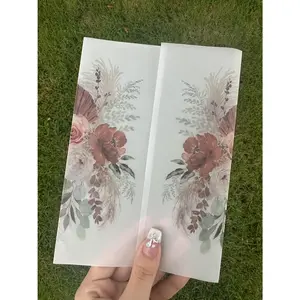 50 Pack Pre-Folded Boho Vellum Jackets - 5x7, 115GSM Vellum Paper - Wedding Invitation Wraps