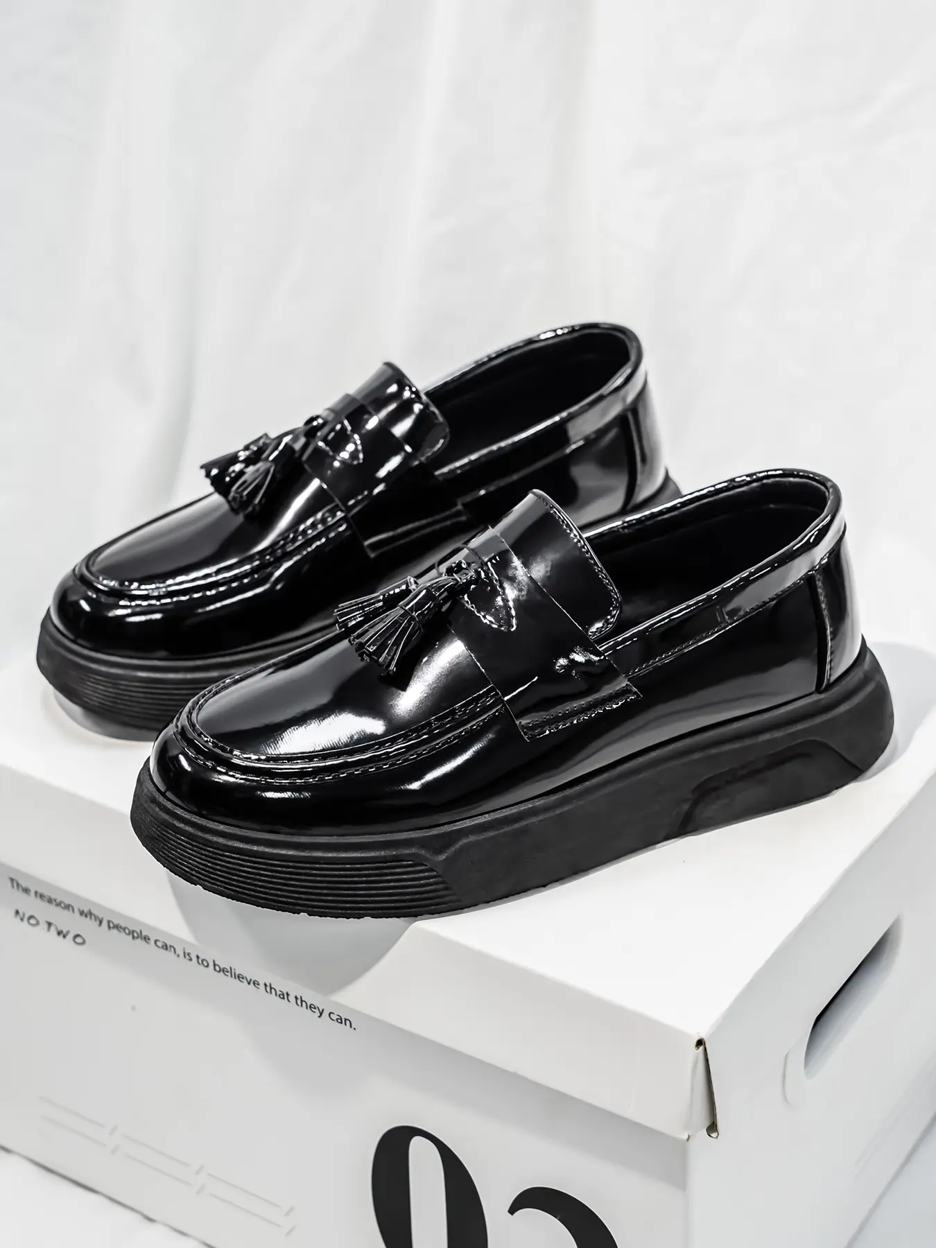 Men's Fashionable Loafers All-Season PU Leather Footwear Rubber Waterproof Anti-Dirt Tassel Patchwork Fashion Versatile Shoes Slip-On Flat Business British Low Top Shoes