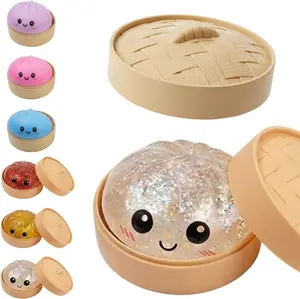 Glitter Dumpling Squishy with Box, Soft Sensory Squeeze Toy for Stress Relief, Mystery Glitter Dumplings, Decompression Dough