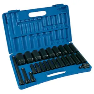 212 MAIN Grey Pneumatic 1324D 0.5 in. Drive 24-Piece Deep Set Drive Impact Socket, Chrome-Mo Steel, High Torque Construction Tool for Cycling, Outdoor Leisure Equipment